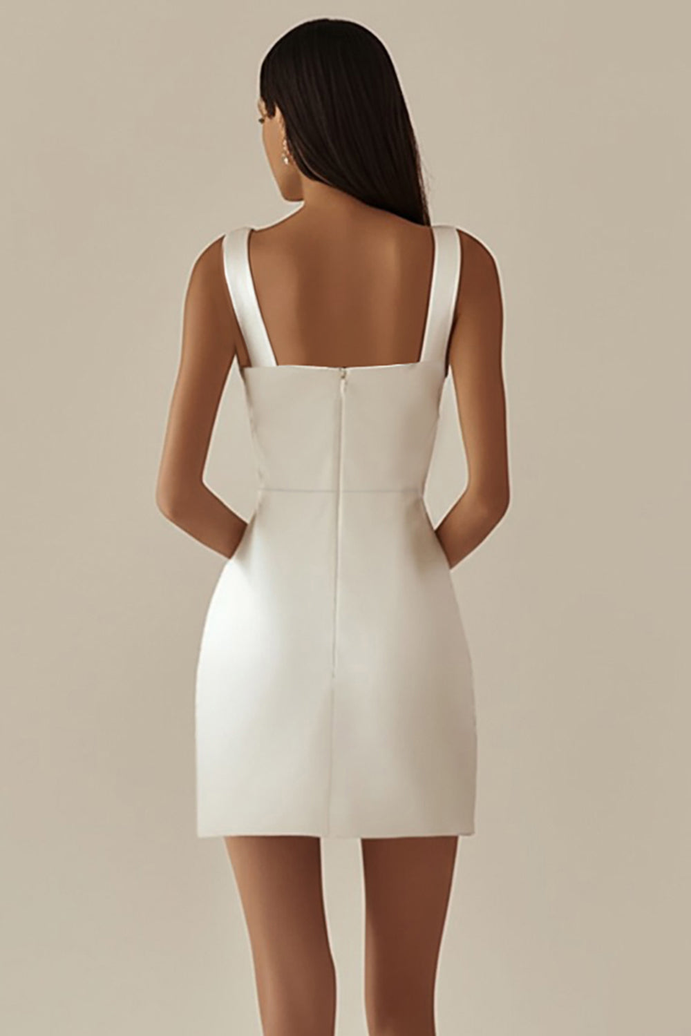 Satin Vit Bodycon Cowl Hals Examensklänning