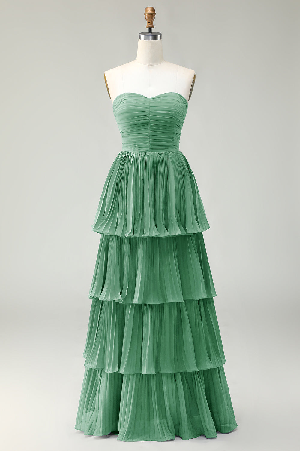 Rodnande Rosa A-linje Axelbandslös veckad Nivåer Lång Brudtärna Klänning