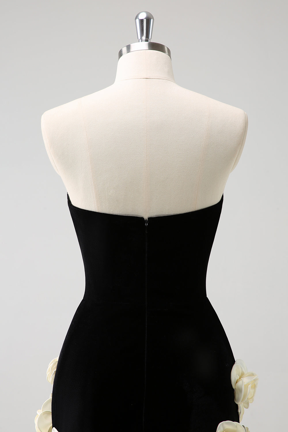 Svart Axelbandslös Bodycon Kort Homecoming Klänning med 3D Blommor