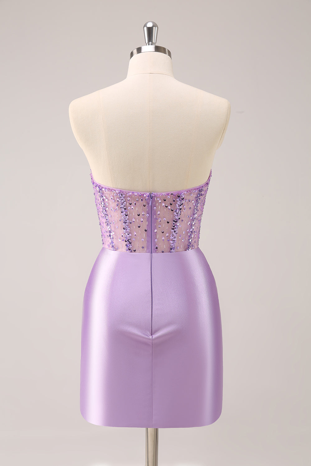 Glittrande Beading Lila Korsett Kort Tight Homecoming Klänning