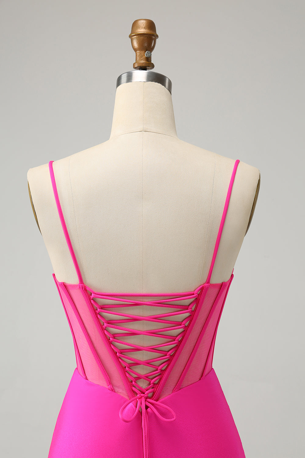 Glitter Fuchsia pärlstav Tight Korsett Kort Homecoming Klänning med slits