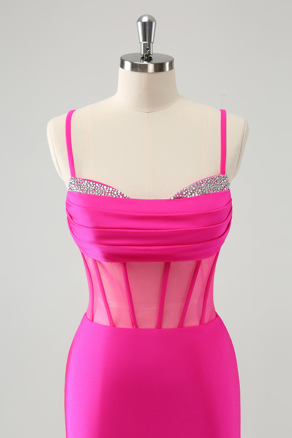 Glitter Fuchsia Spaghetti Remmar Tight Korsett Homecoming Klänning med Beading