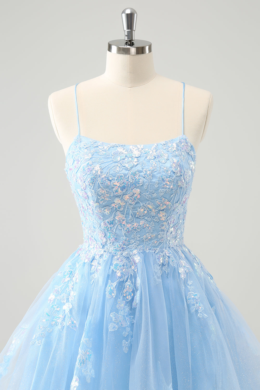 Söt Glitter Lila En linje Paljetter Kort Snörning upp Tillbaka Homecoming Klänning med Appliques