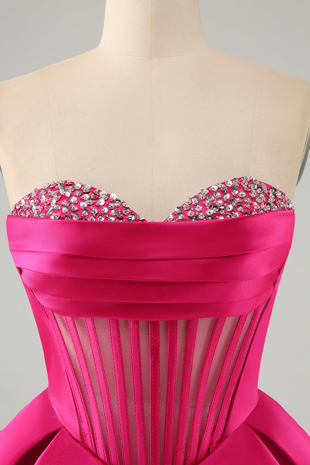 Söt Fuchsia A Line Älskling Korsett Homecoming Klänning med Beading