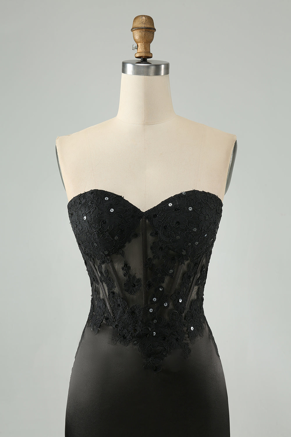 Glittrande svart Bodycon Sweetheart Corset Homecoming Klänning med applikationer