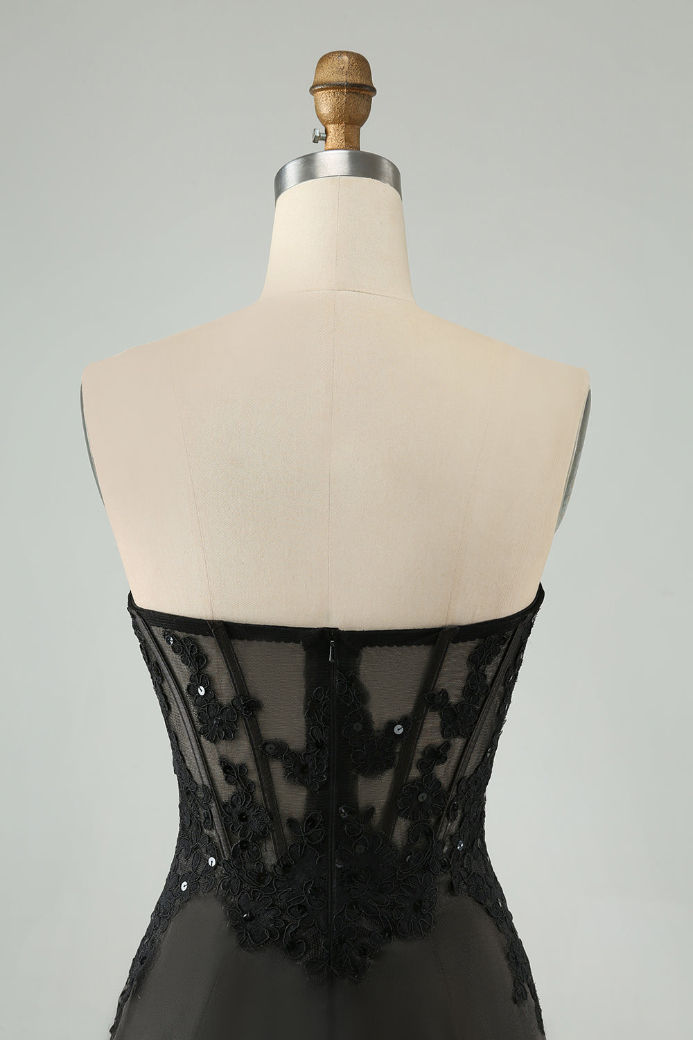 Glittrande svart Bodycon Sweetheart Corset Homecoming Klänning med applikationer