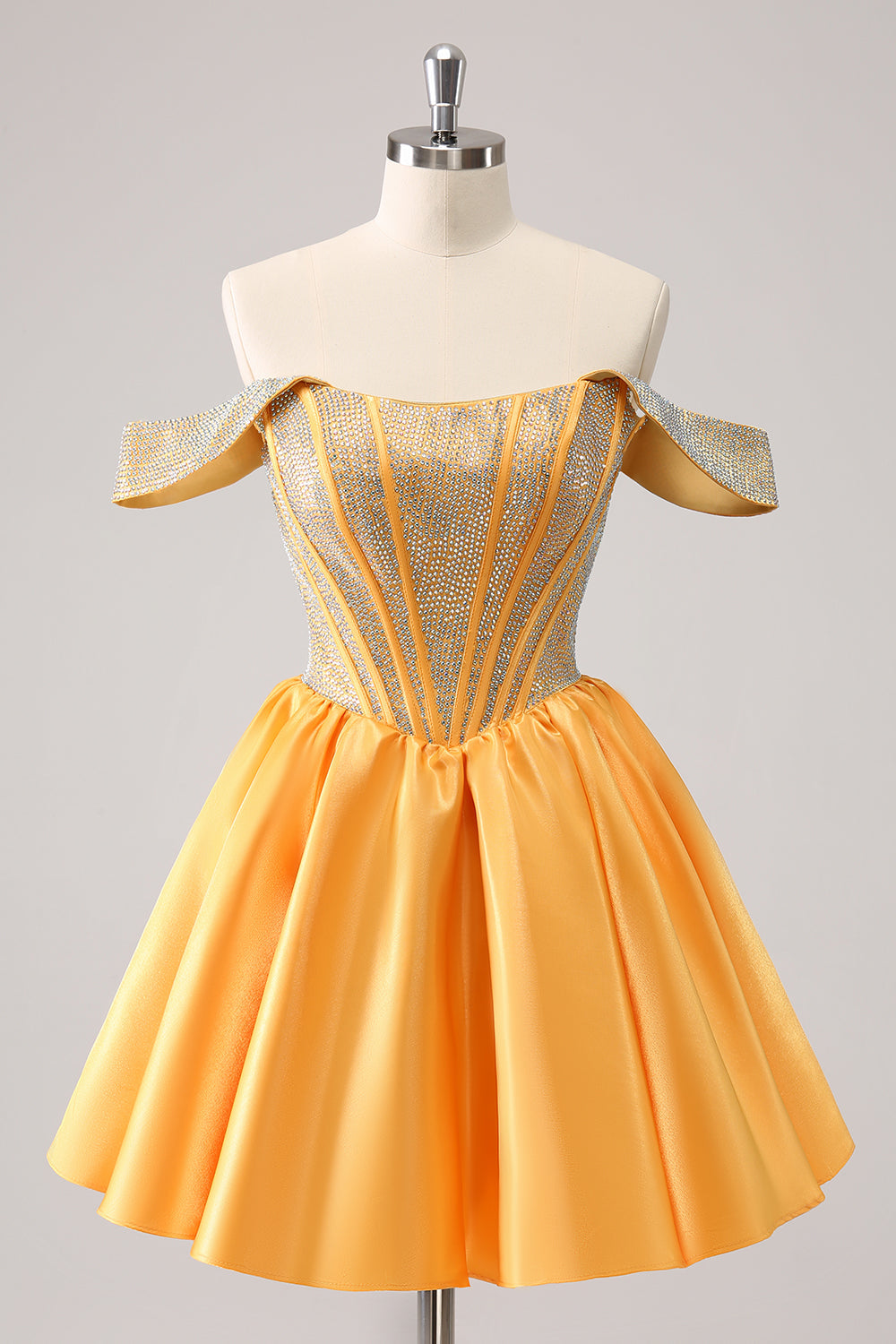 Glittrande Blå En linje Från Axeln Satin Ruffle Homecoming Klänning med Beading