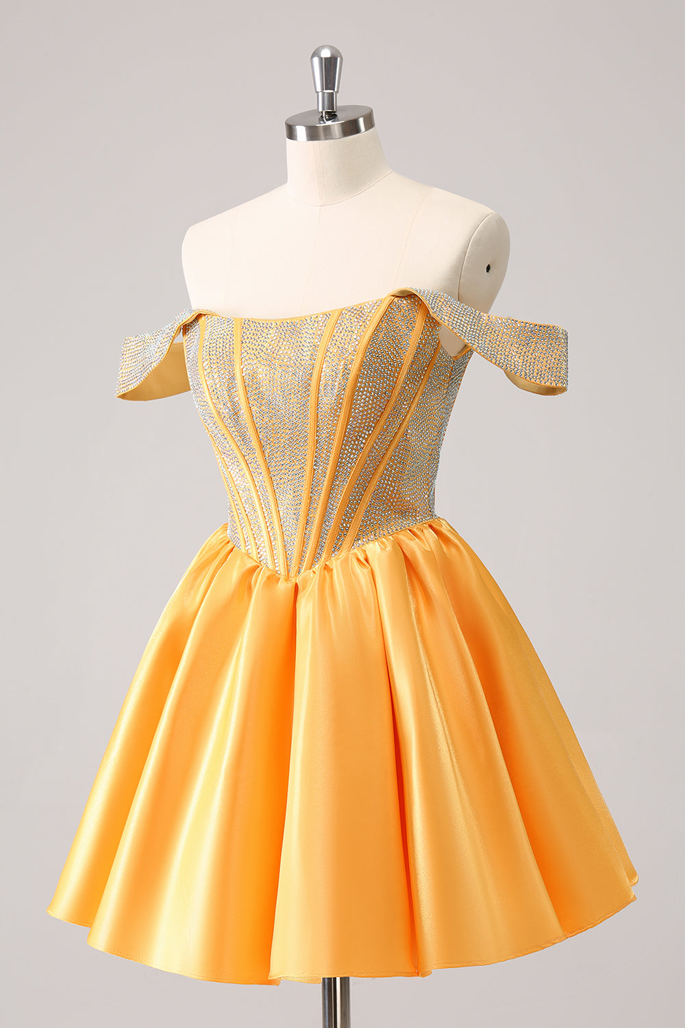 Glittrande Blå En linje Från Axeln Satin Ruffle Homecoming Klänning med Beading