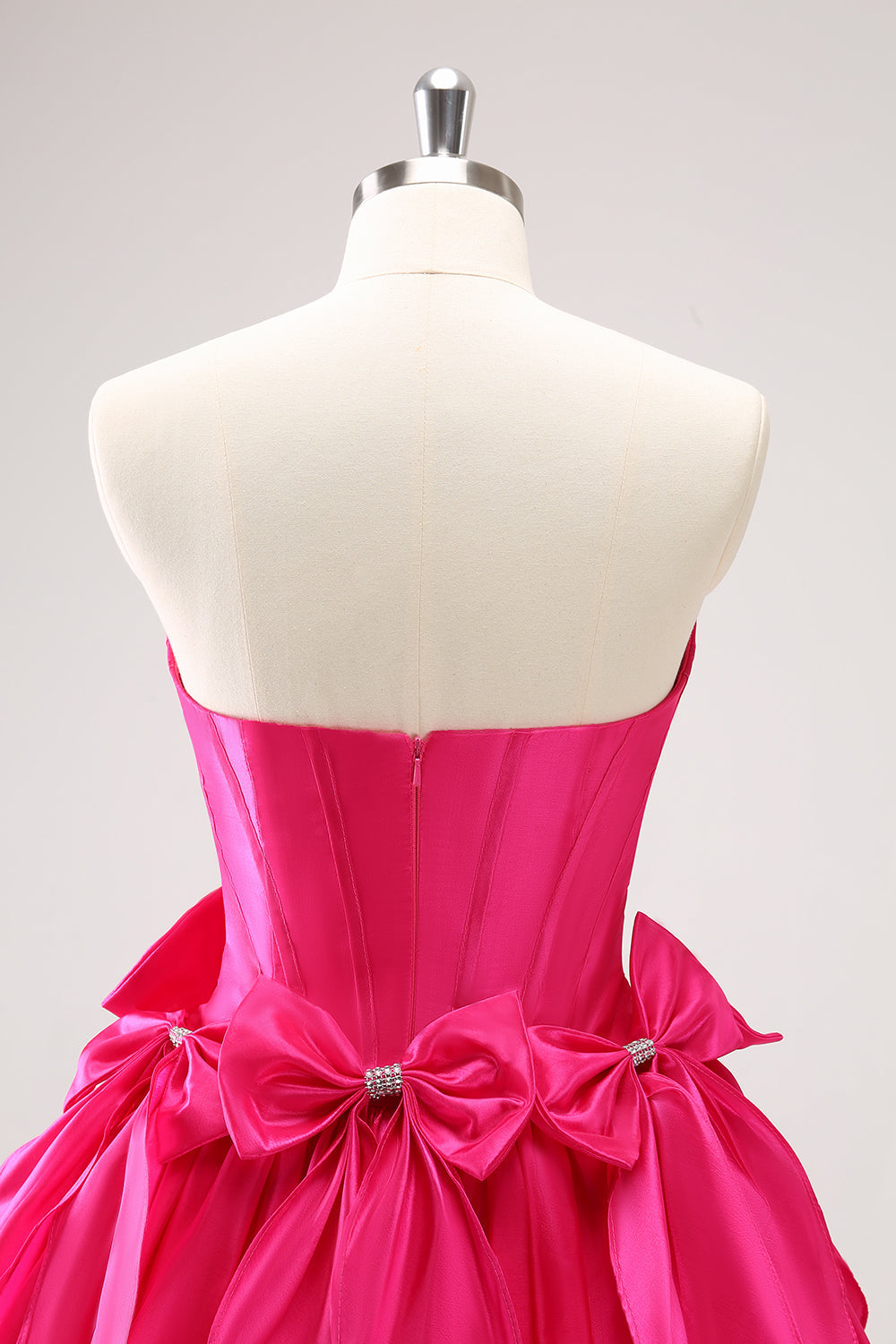 Fuchsia A Line Axelbandslös Korsett Kort Homecoming Klänning Med Rosetter