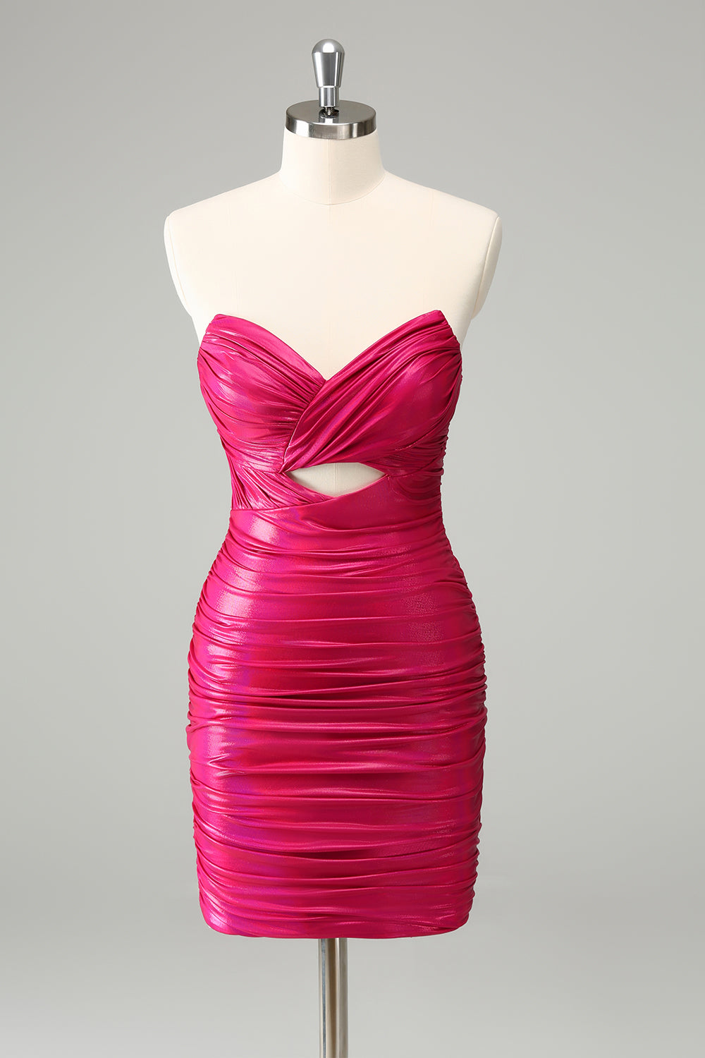 Fuchsia Bodycon Älskling Nyckelhål Kort Homecoming Klänning