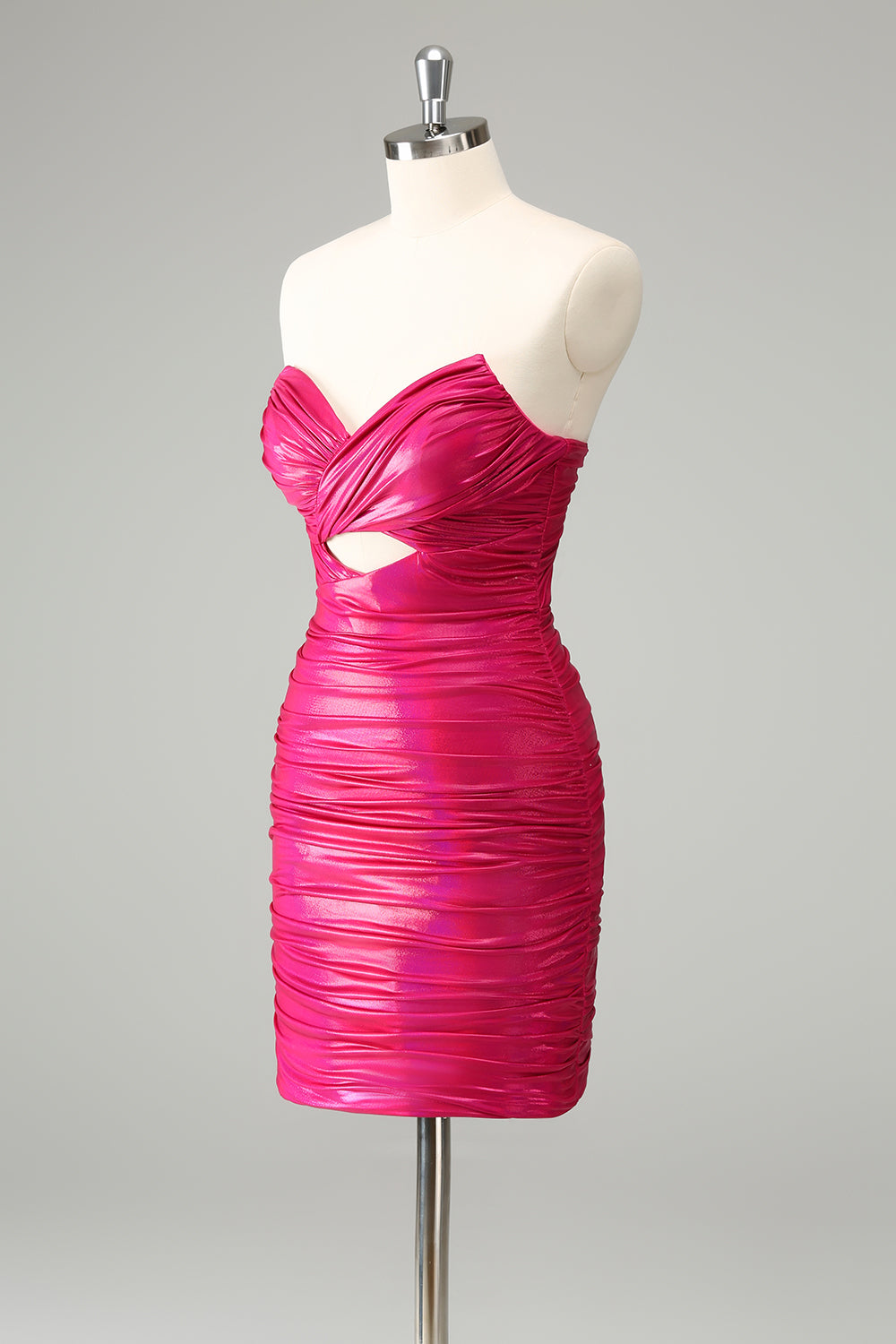 Fuchsia Bodycon Älskling Nyckelhål Kort Homecoming Klänning