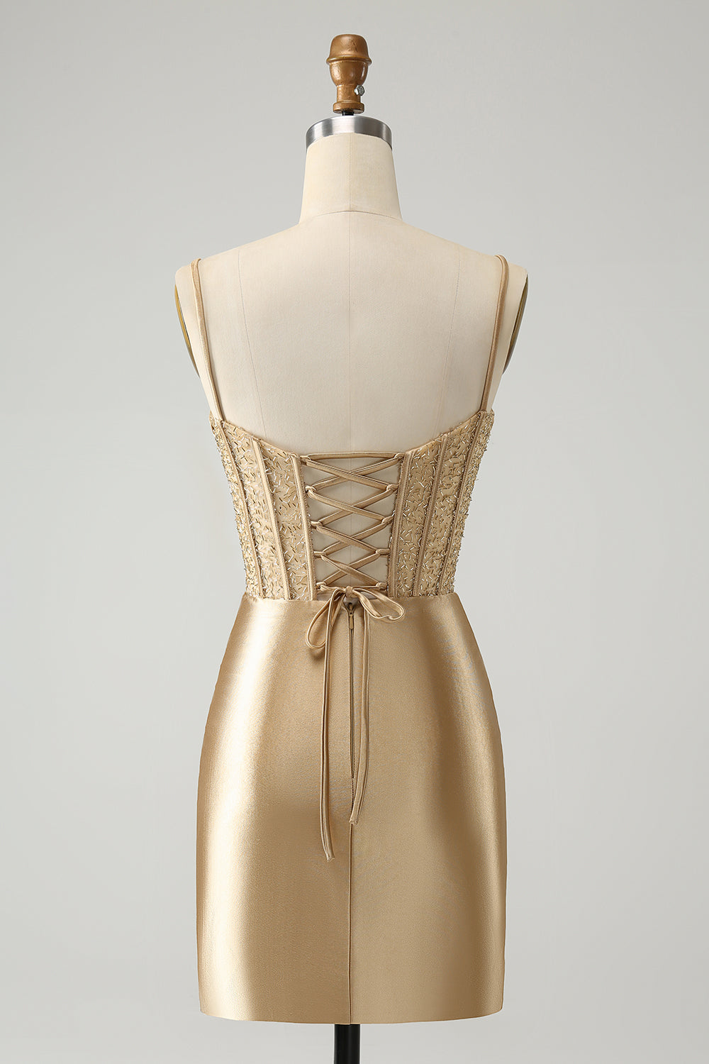 Snygg Bodycon Spaghetti Remmar Korsett Satin Röd Homecoming Klänning med Slits