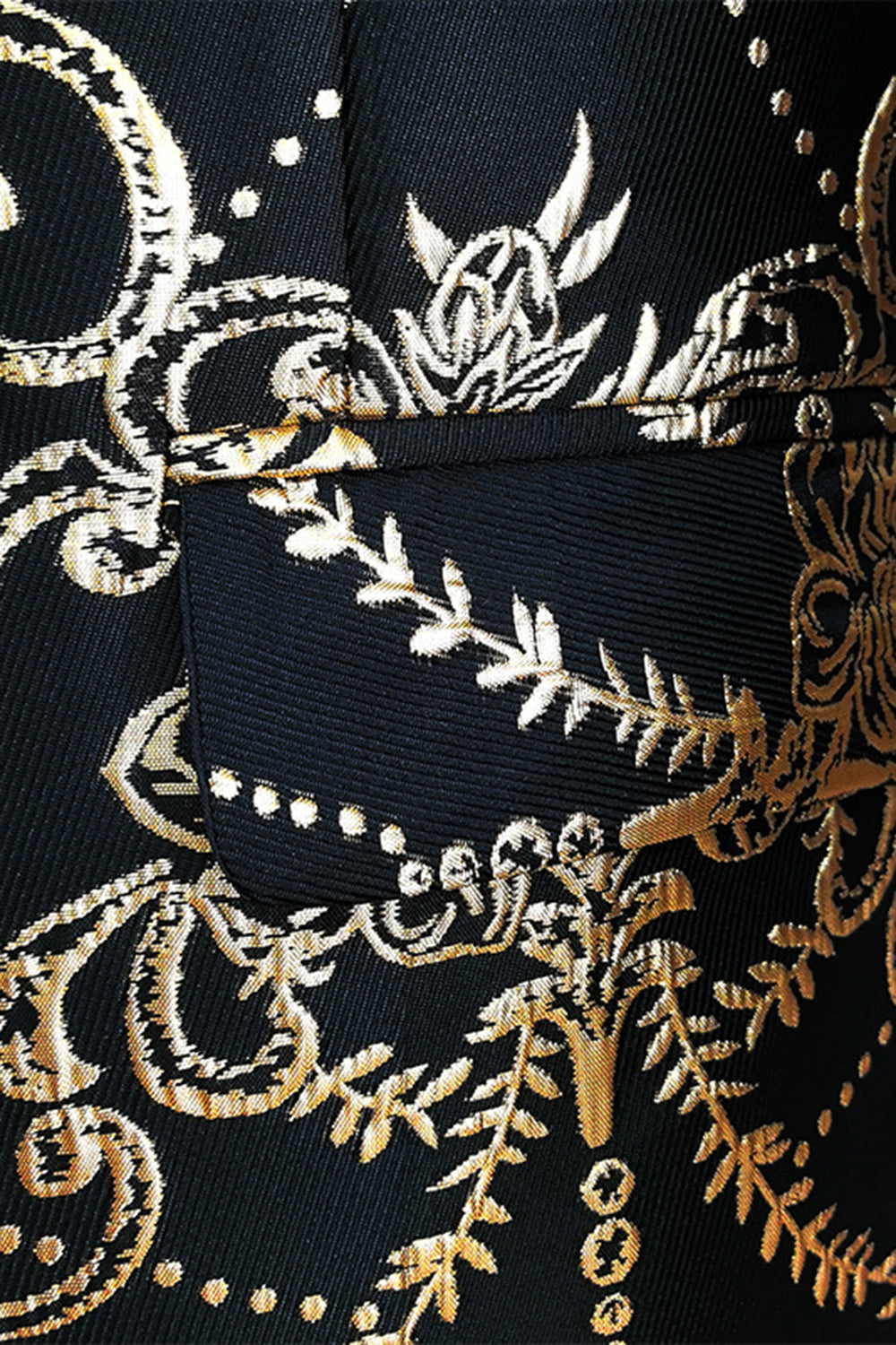 Svart gyllene skårad kavajslag Jacquard Kavaj, herr kavaj