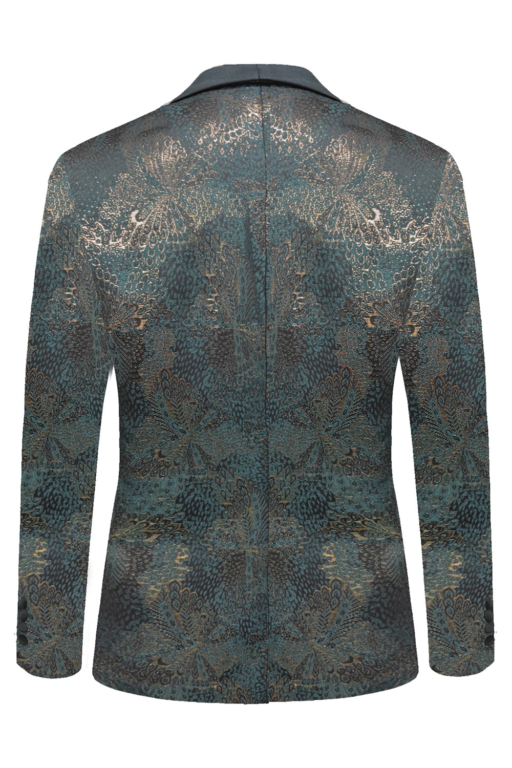 Mörkblå Jacquard Sjal Kavajslag för män Balkavaj