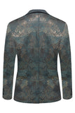 Mörkblå Jacquard Sjal Kavajslag för män Balkavaj