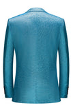 Glittrande kungsblå enkelknäppt 2-delat kostym för män