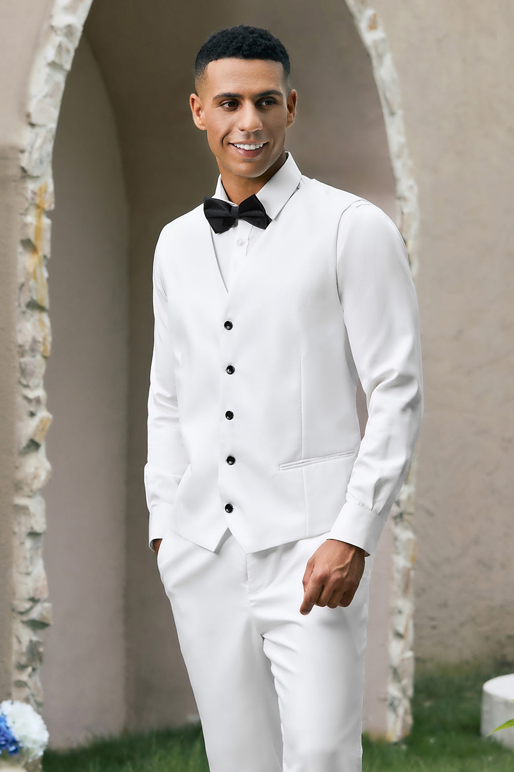 Vit Sjal Kavajslag En knapp 3 Piece Prom Kostymer för män