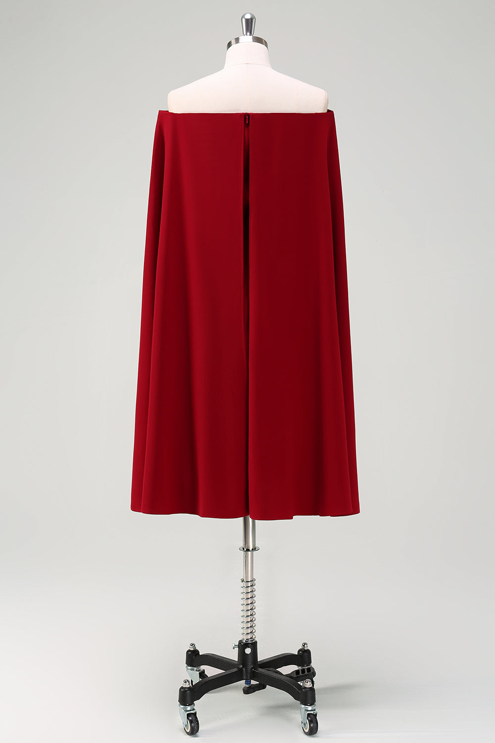 Vinröd Off The Shoulder Bodycon Cocktailklänning med Cape ärmar