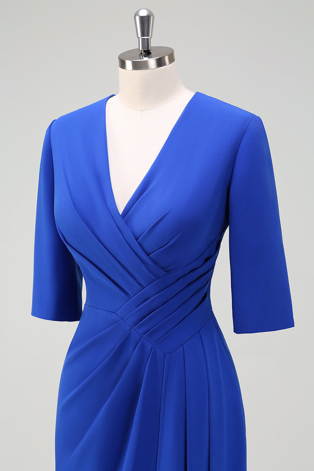 Royal Blue V-ringad Plisserad Bodycon Cocktail Party Klänning