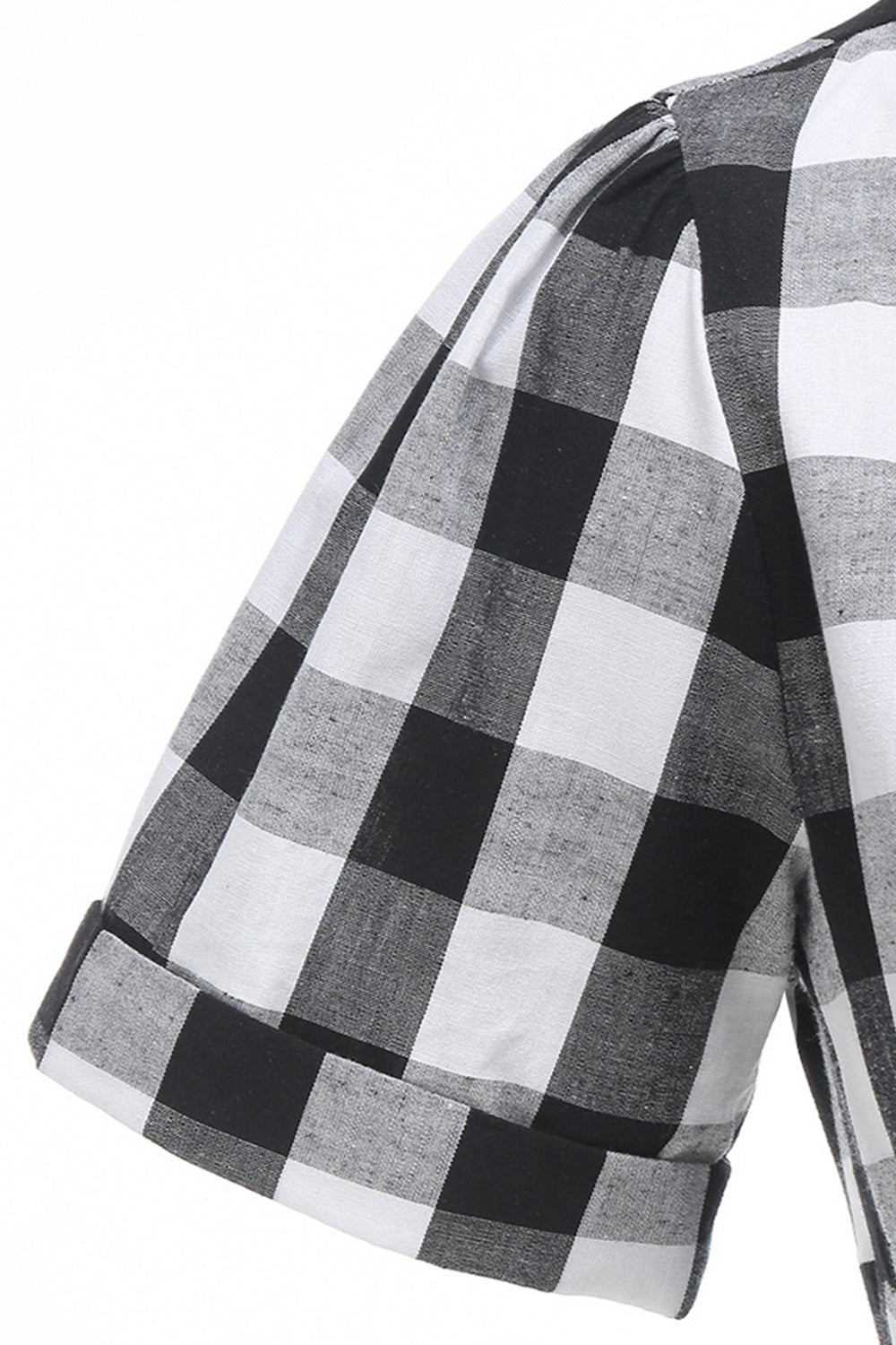 Svart V-ringad Pläd Vintage 1950-talet Klänning