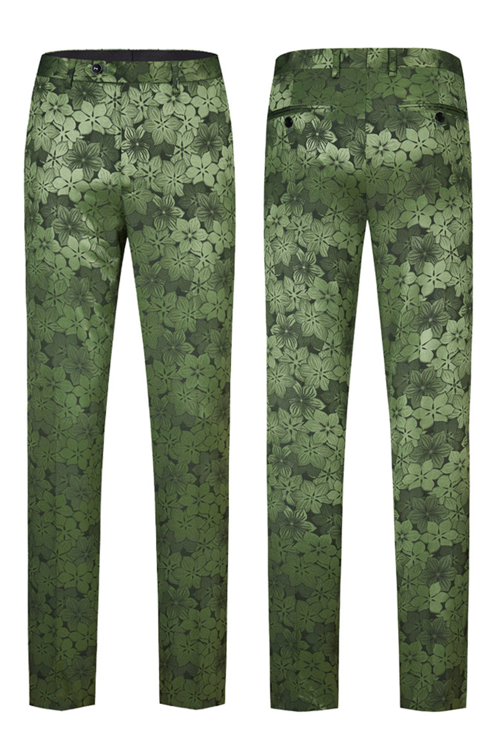 Army Green Peak Kavajslag 2-delad Baldräkt för män med mönster