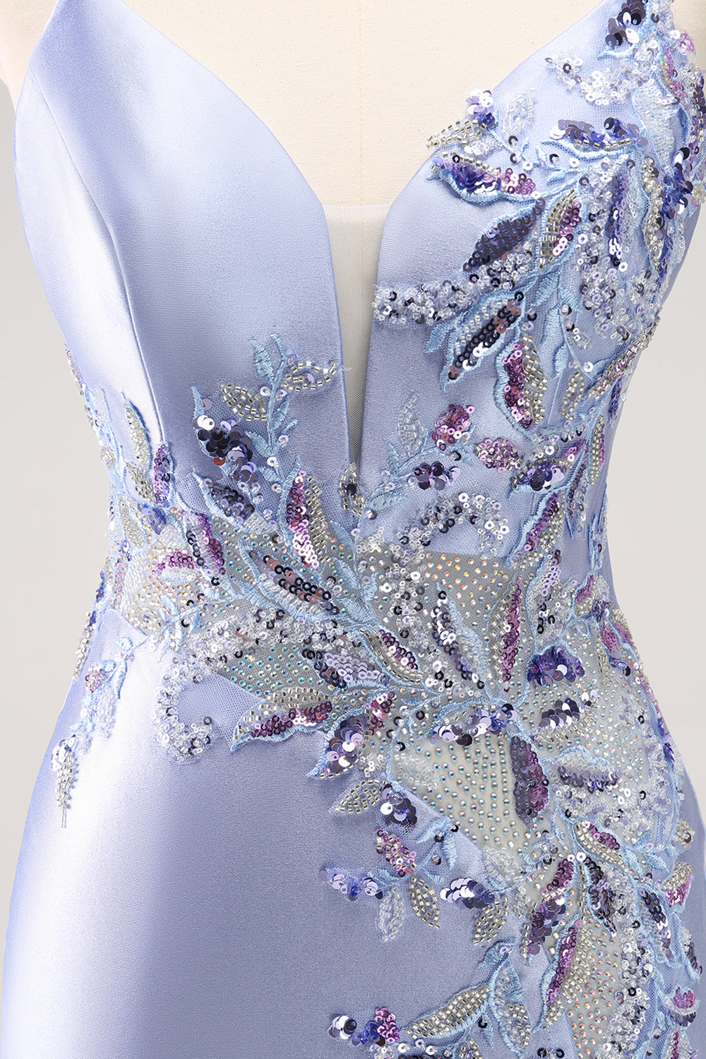Glittrande Blå Paljetterade Blommig Tight Kort Homecoming Klänning Med Beading