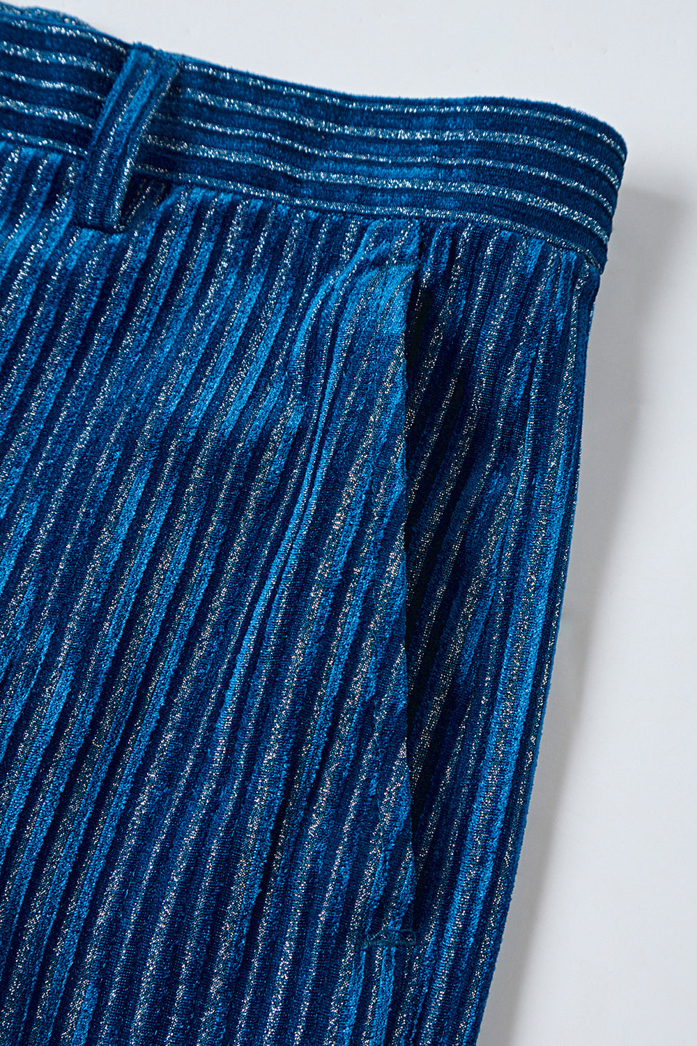 2-delad bläckblå sammet randig kvinnor balklänningar