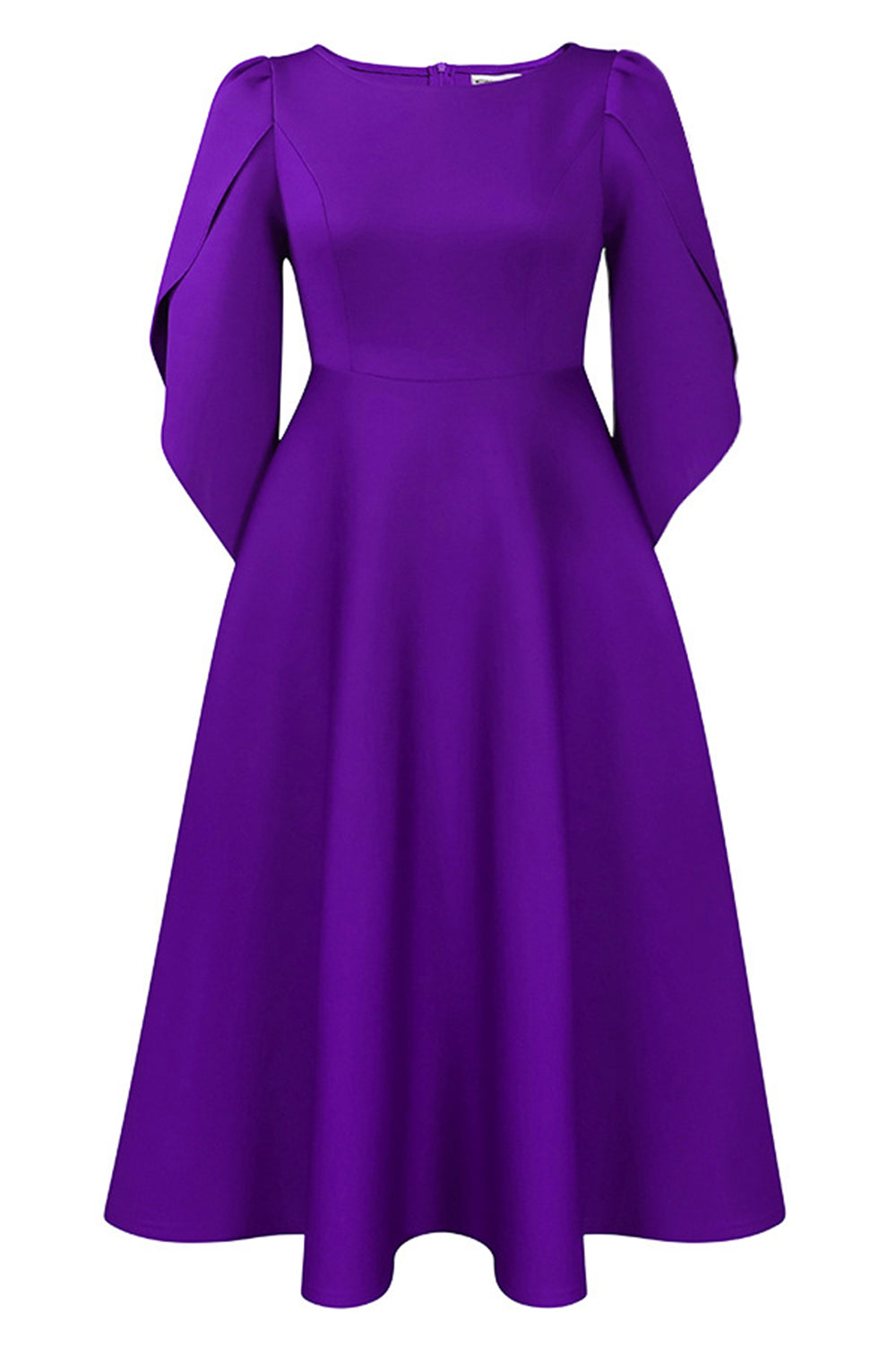 Mode Elegant Royal Blue A Line Solid Swing Klänning med halva ärmar