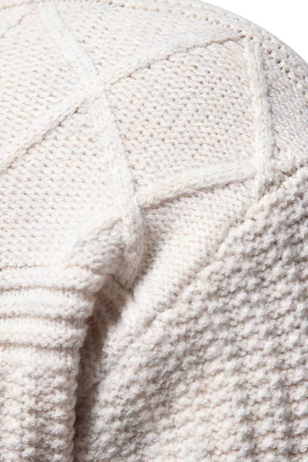 Vit mäns rund hals kabel pullover tröja