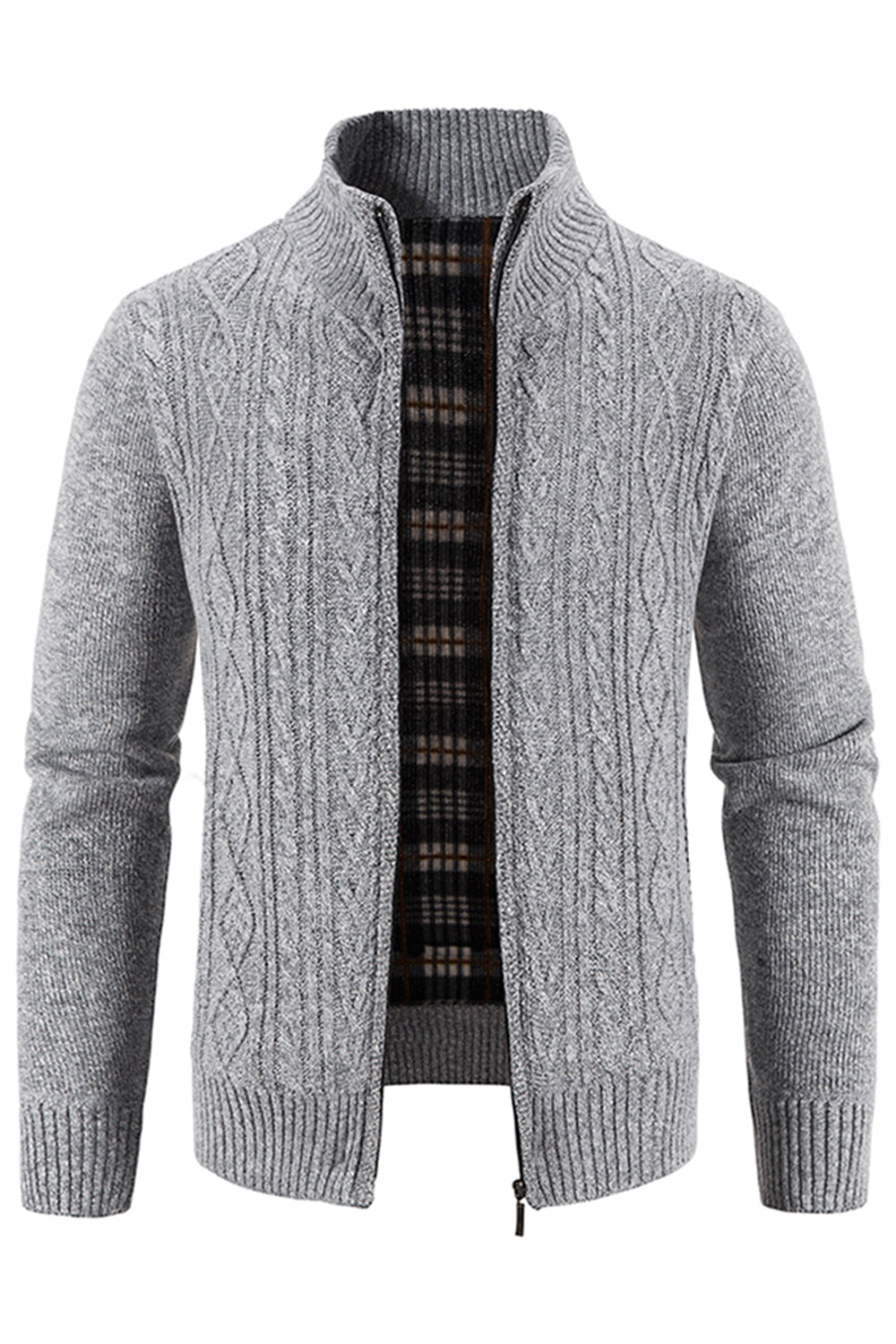 Vinröd Stand Collar för män Förtjockad Cardigan Tröja