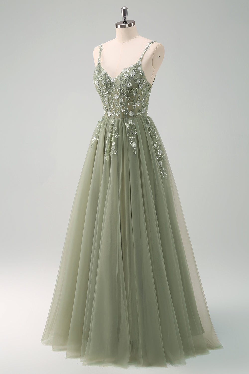 Glittrande A-linje Royal Blue Spaghetti Remmar Korsett Lång Prom Klänning