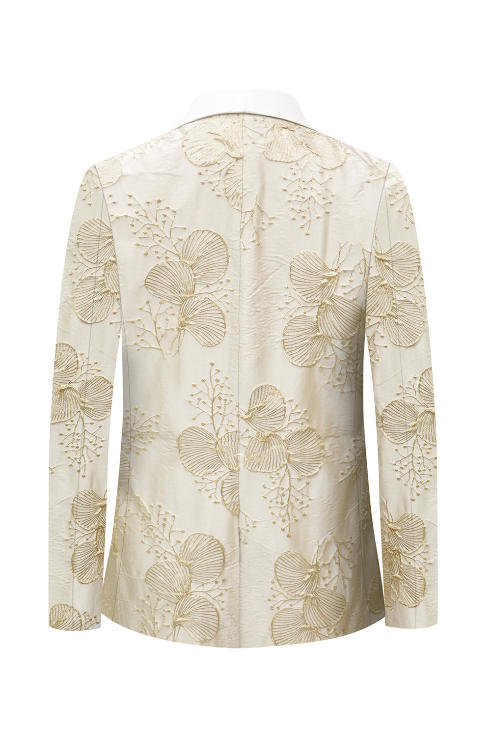 Champagne Blommig Tryckt Sjal Kavajslag En knapp 2 stycken Män Kostymer