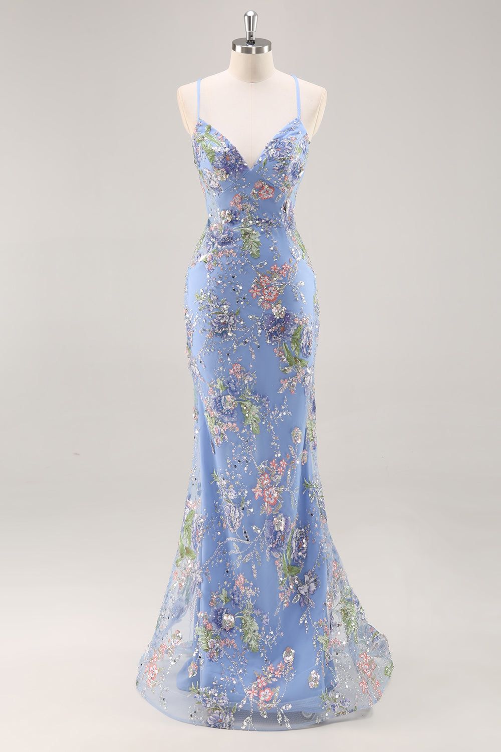 Paljetter Sjöjungfru Spaghetti Remmar Paljett Svart Balklänning med Appliques