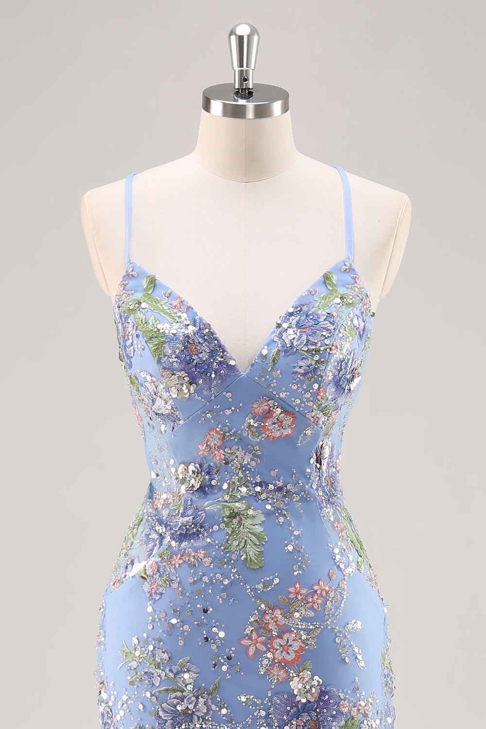 Paljetter Sjöjungfru Spaghetti Remmar Paljett Svart Balklänning med Appliques