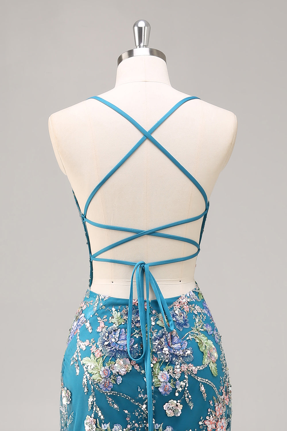 Paljetter Sjöjungfru Spaghetti Remmar Paljett Svart Balklänning med Appliques