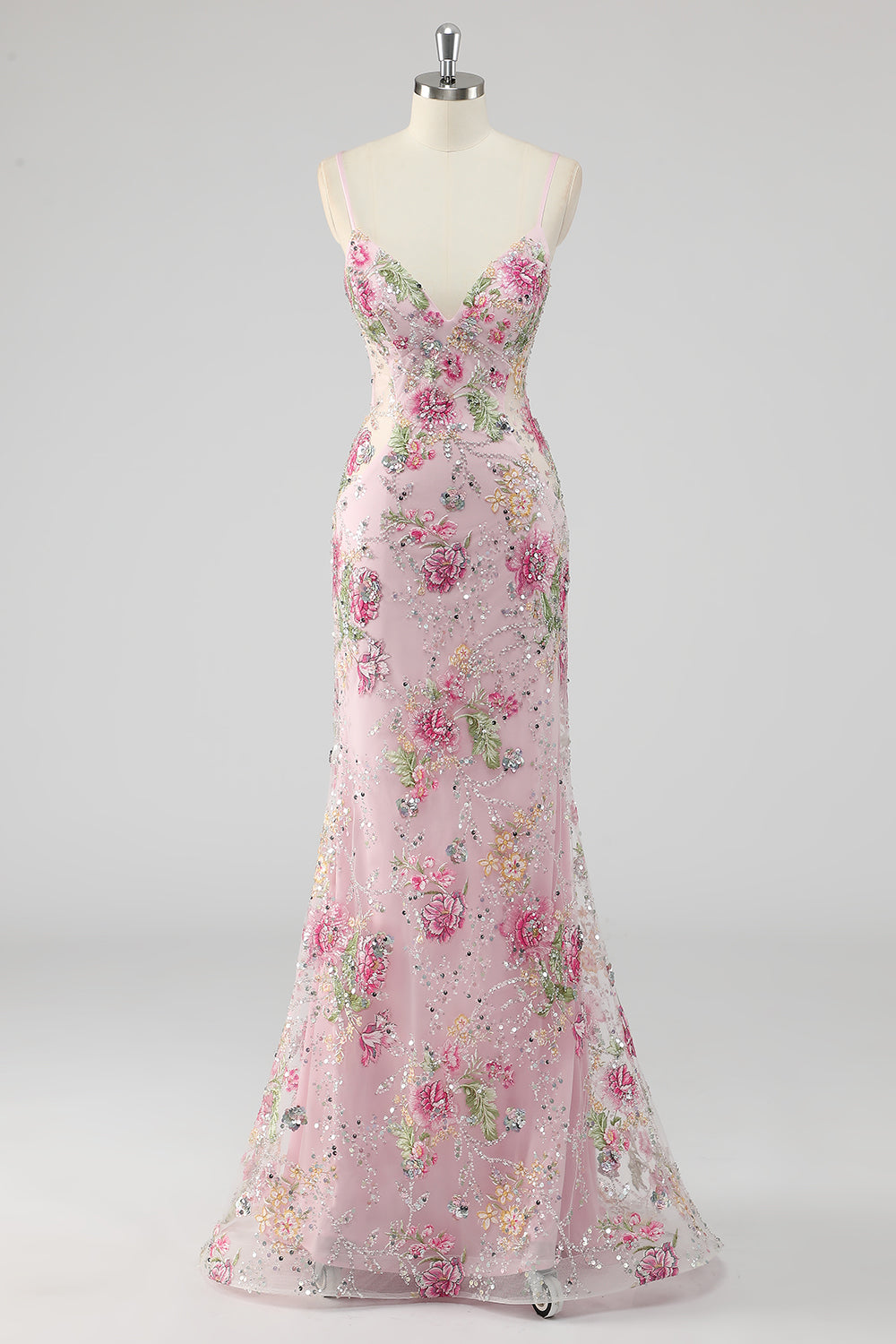 Paljetter Sjöjungfru Spaghetti Remmar Paljett Svart Balklänning med Appliques