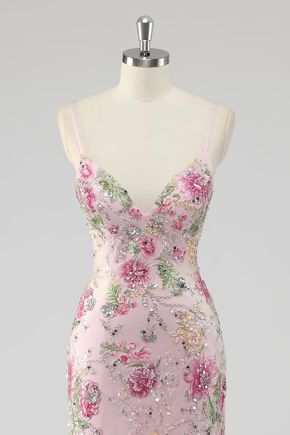 Paljetter Sjöjungfru Spaghetti Remmar Paljett Svart Balklänning med Appliques