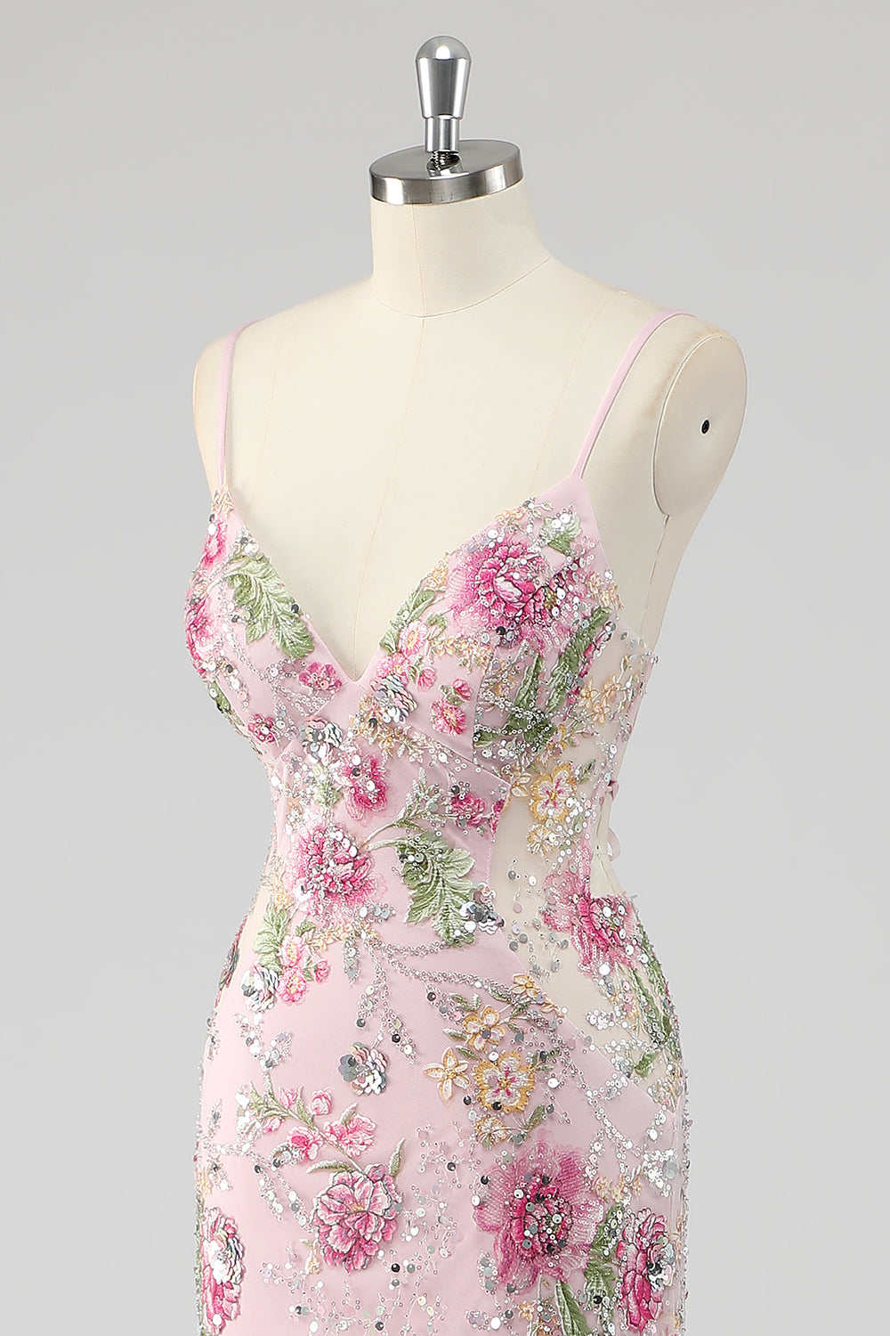 Paljetter Sjöjungfru Spaghetti Remmar Paljett Svart Balklänning med Appliques