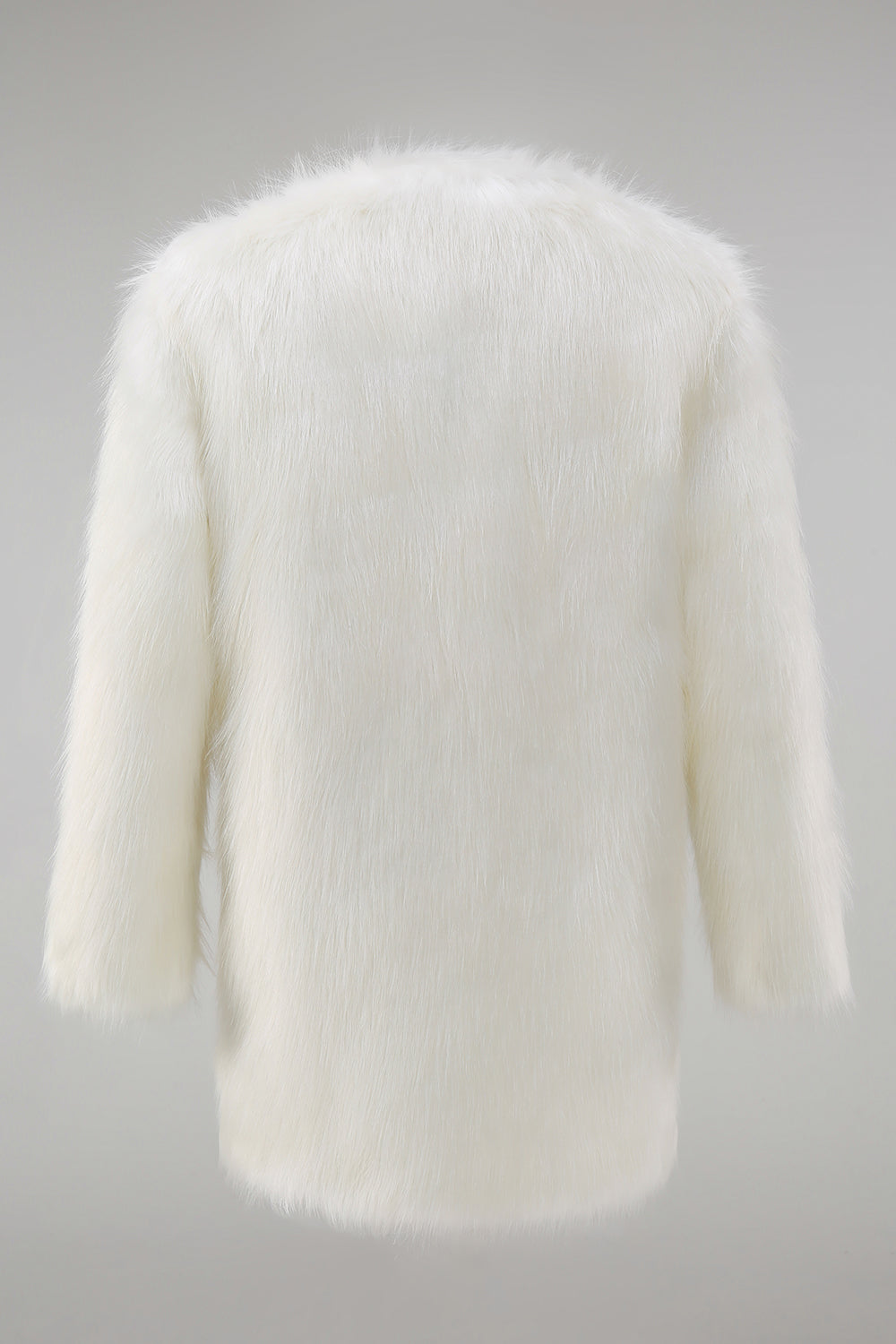 Vit Fluffig Fuskpäls Långärmad Mäns Kappa