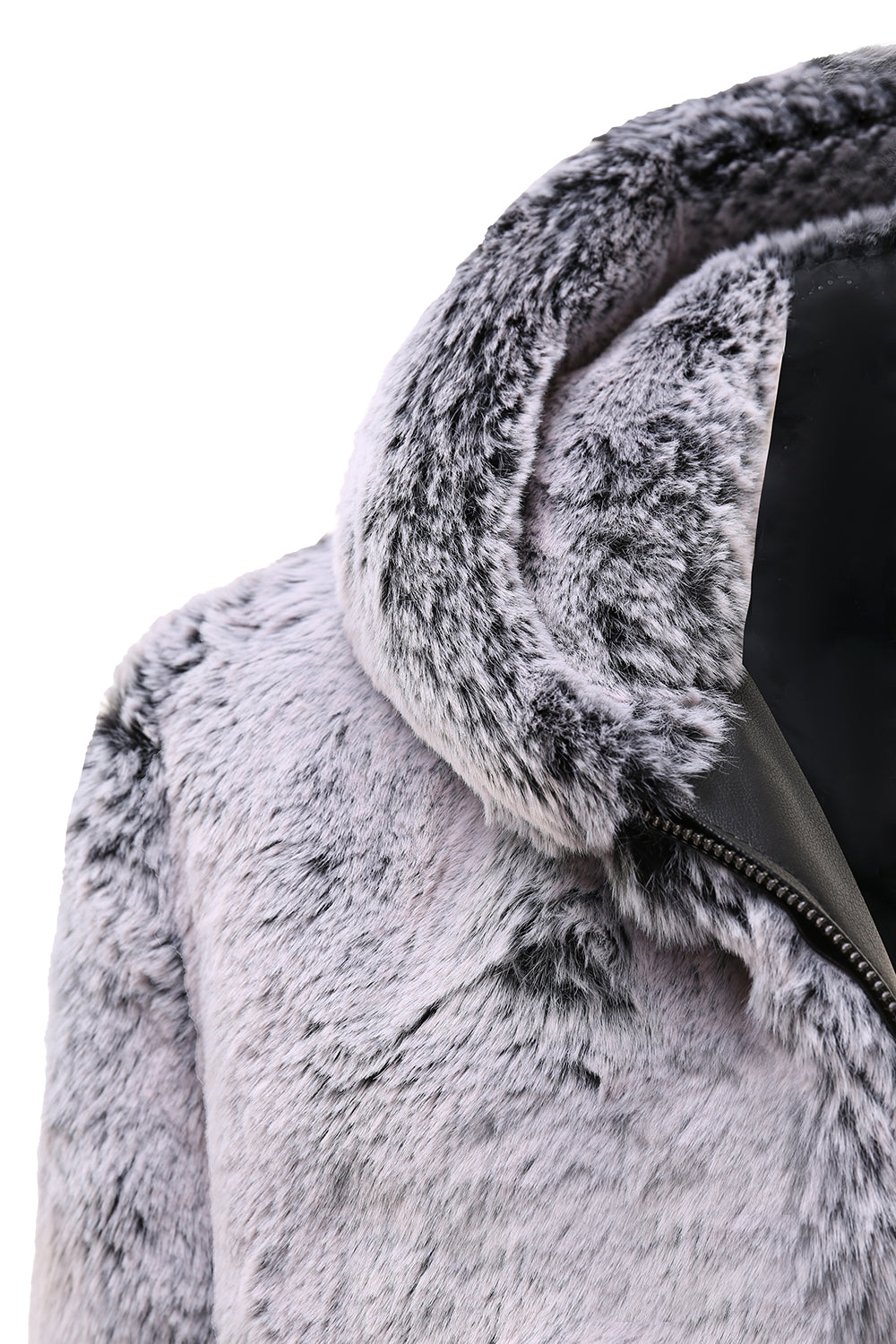 Grå Midi Hooded Shearling Coat för män