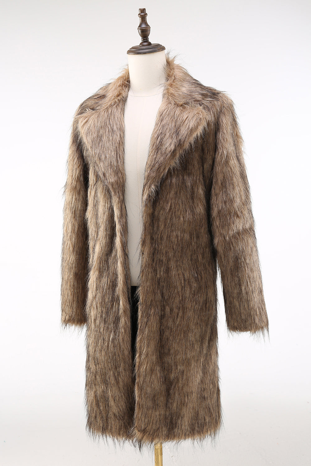 Khaki Fluffy Lång Fuskpäls Coat