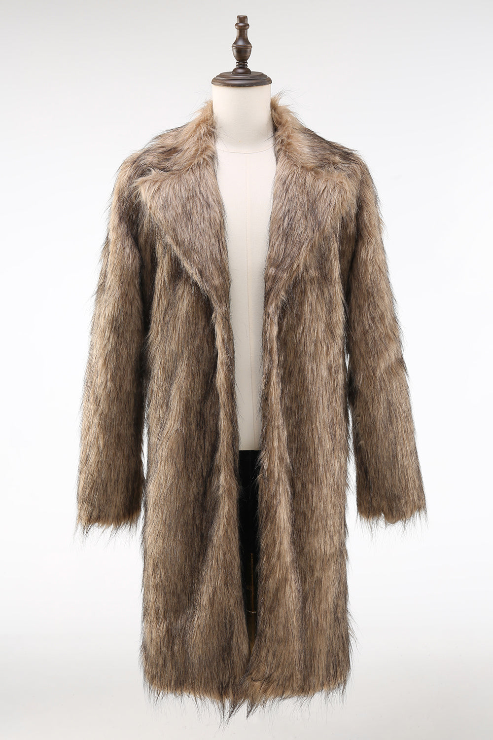 Khaki Fluffy Lång Fuskpäls Coat