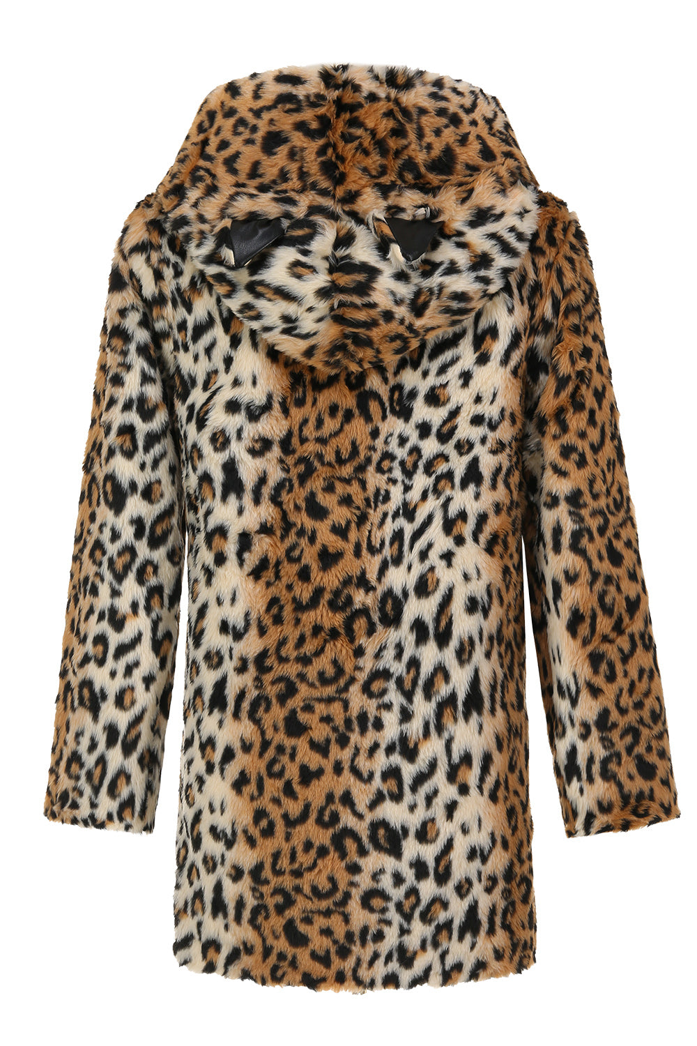 Mäns Vinter Mellanlång Leopard Fuskpäls Coat