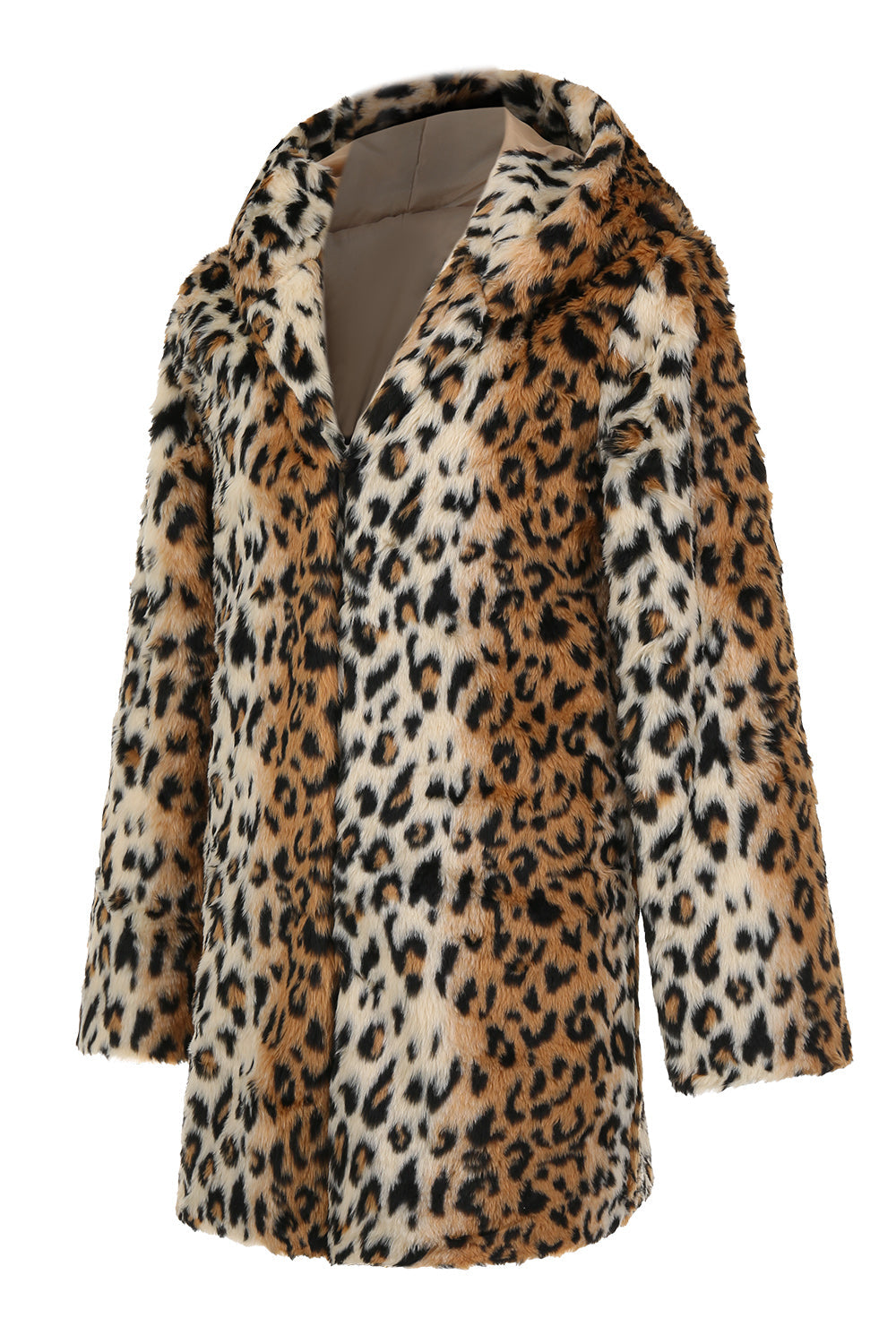 Mäns Vinter Mellanlång Leopard Fuskpäls Coat