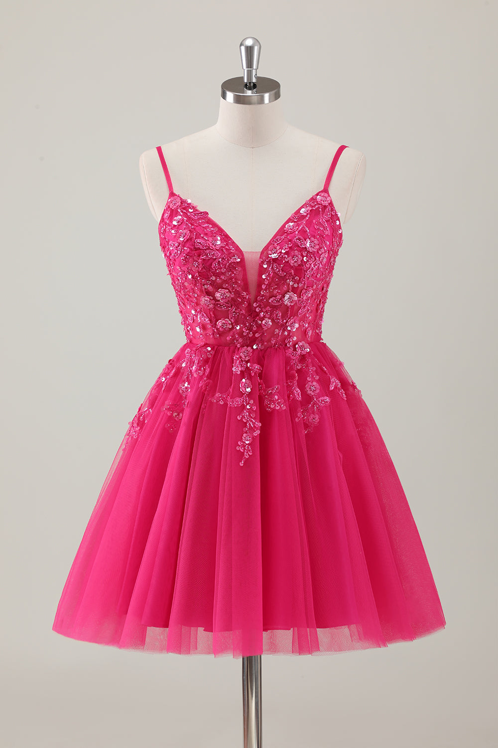 Royal Blue Spaghetti Straps Kort Homecoming Klänning med applikationer