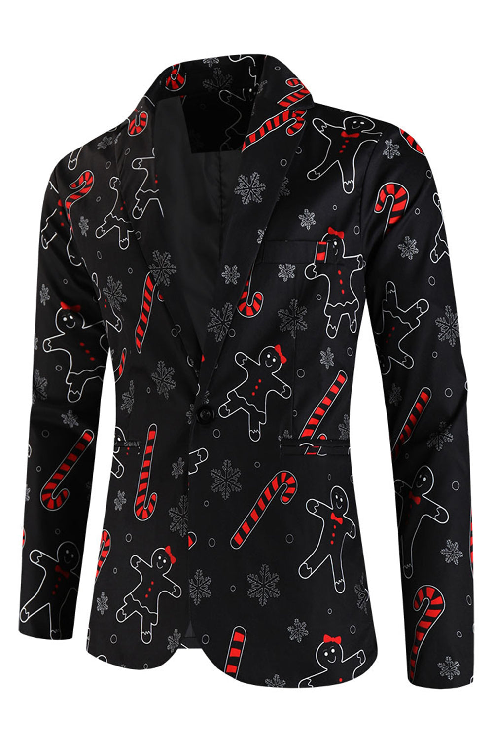 Svart Jul Snöflinga Tryckt Formell Fest 3-delad Herrkostym