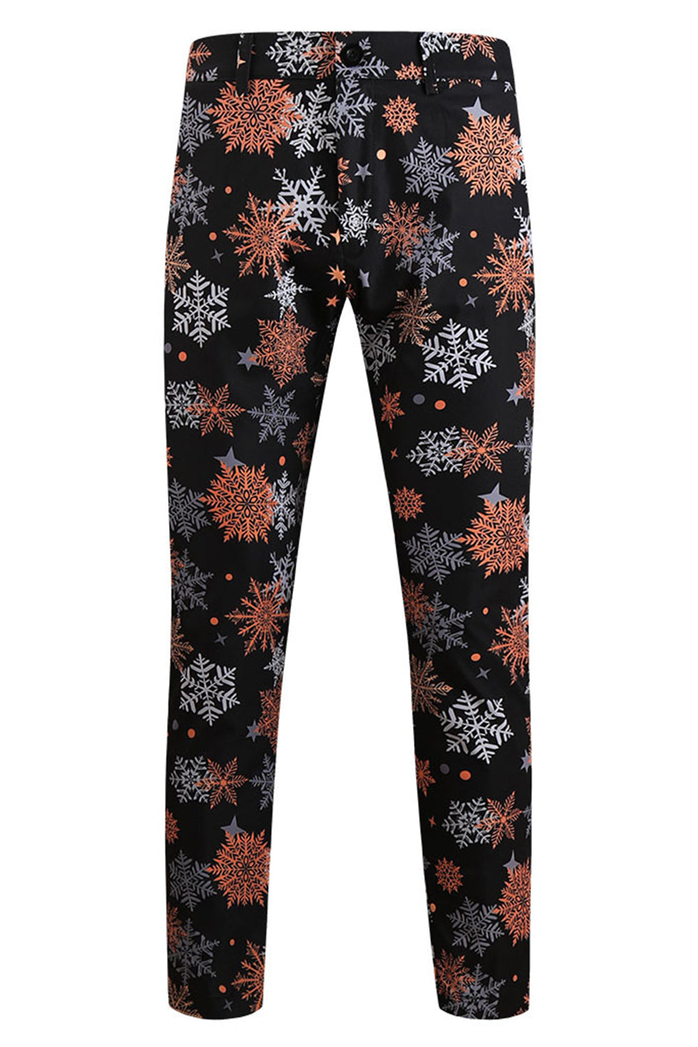 Svart Snöflinga Tryckt 3 stycken Julkostym för män