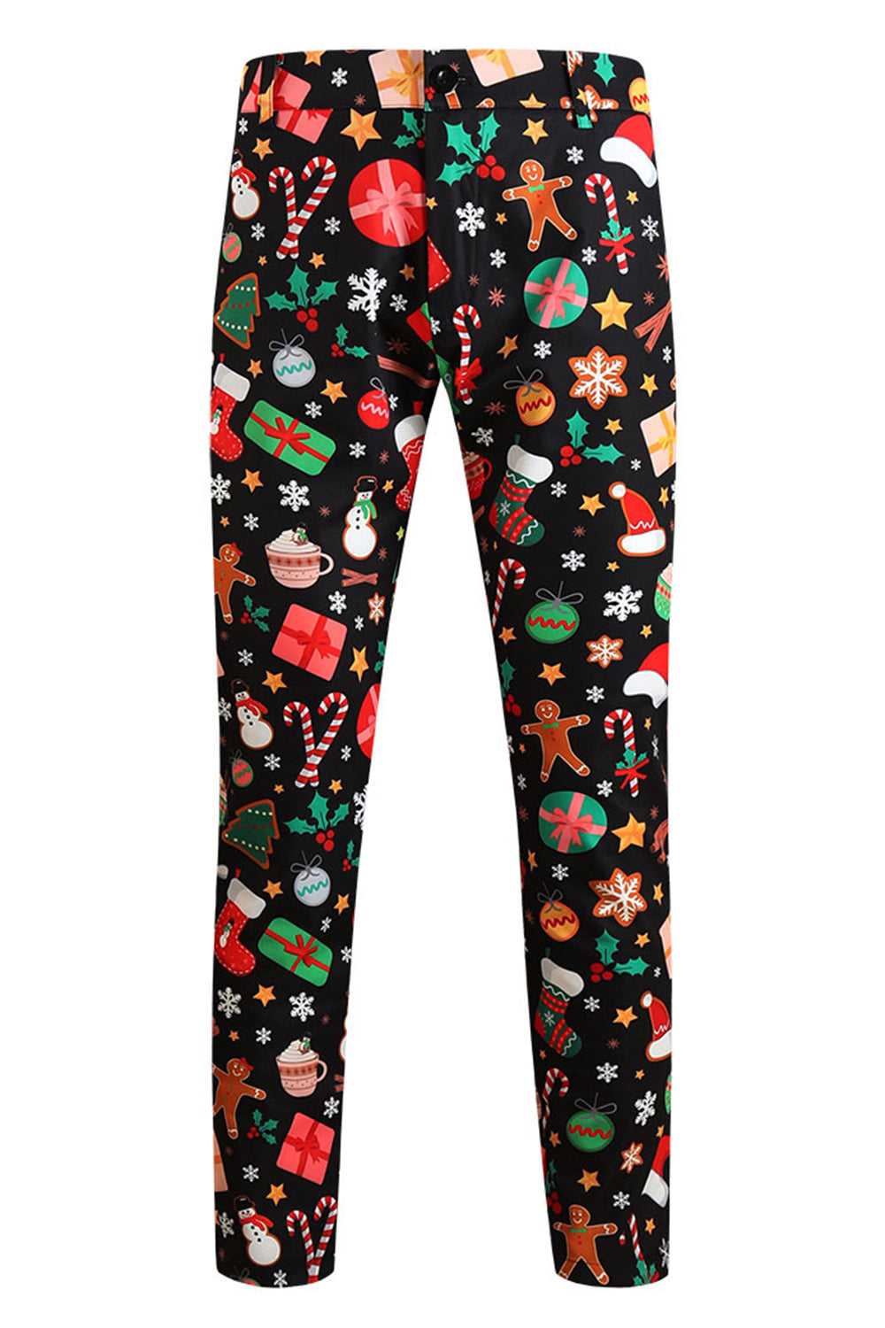 Svart Jul Tryckt Notched Kavajslag 3 stycken Mäns Kostymer