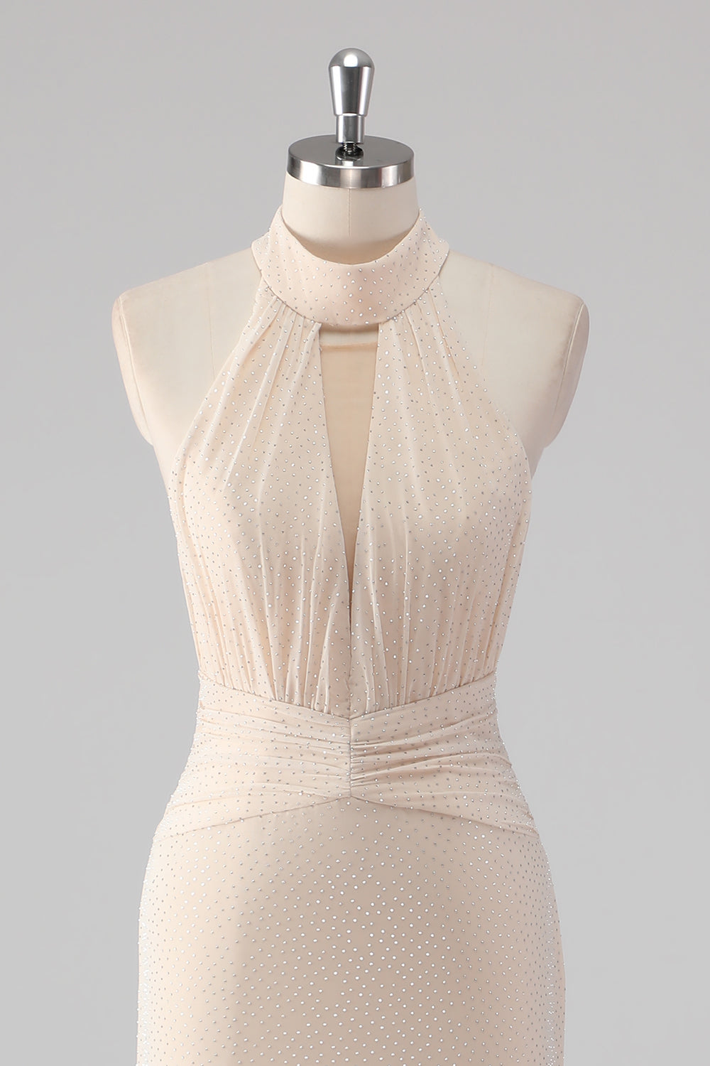Halter Cream Mermaid Cut Out Lång formell klänning