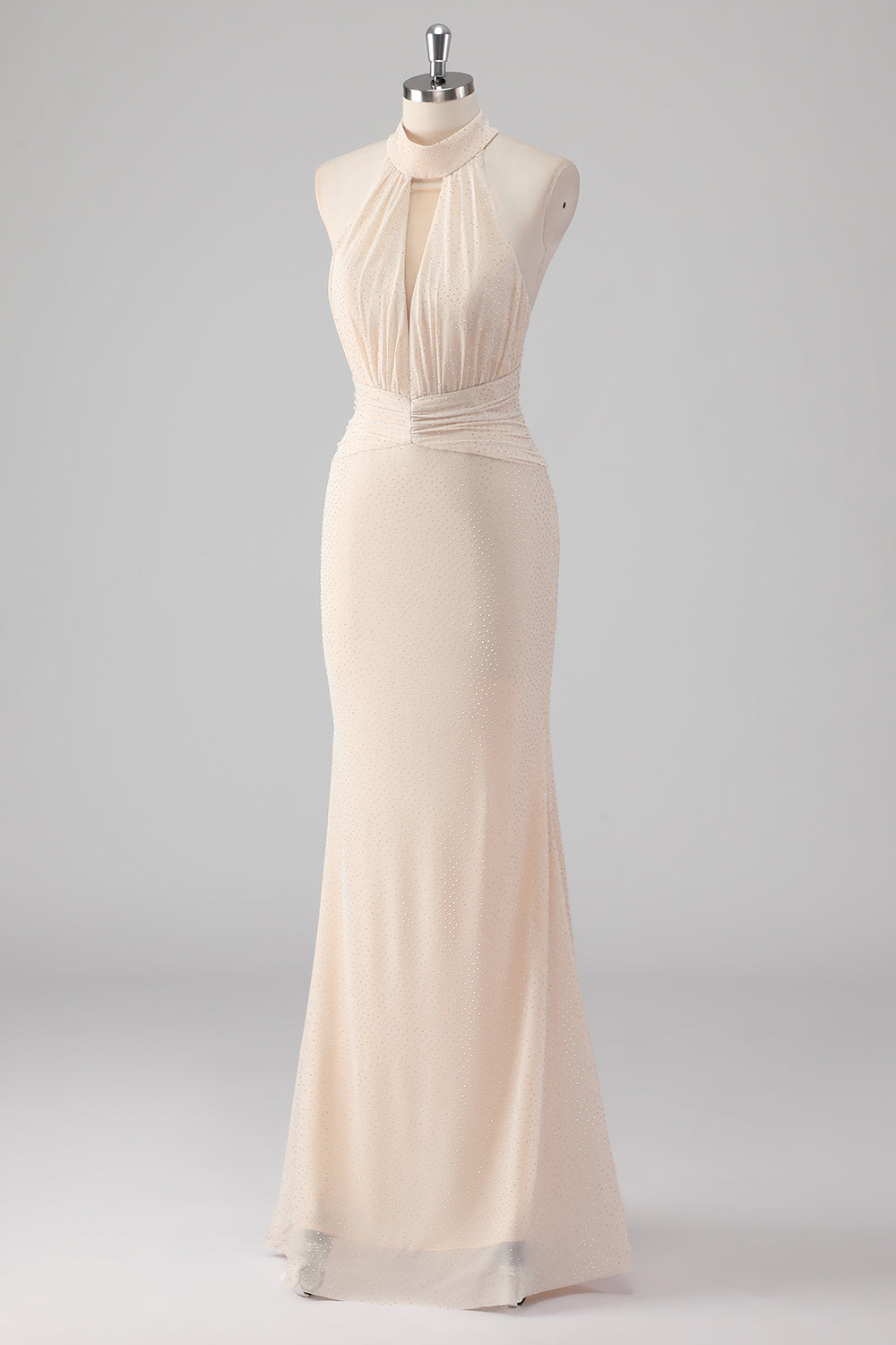 Halter Cream Mermaid Cut Out Lång formell klänning